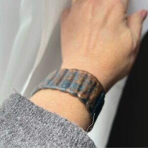 Copper cuff bracelet with patina